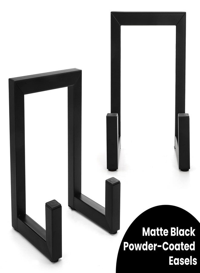 ELFULLY 2 Pack Large Plate Stands, 8" Tall Picture Stands for Display, Industrial-Style Metal Wall Mount Photo Frame Holders, Heavy Duty Black Tabletop Easels for Pictures, Books, Platters, Artworks - Image 4